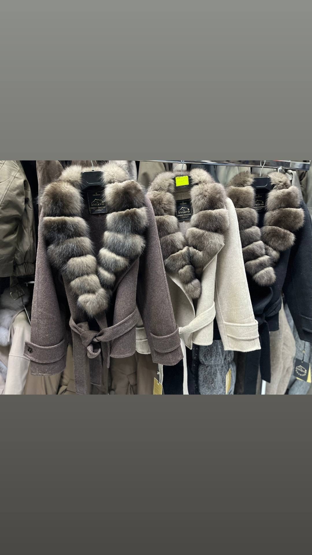 пальто шерстяное с мехом соболя stone,пальто с мехом,пальто с воротником,пальто кашемир,пальто зимнее