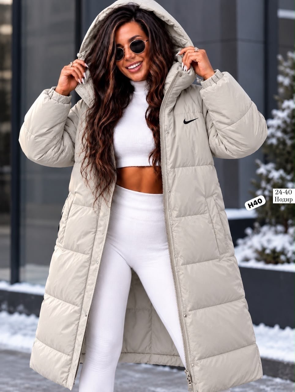 пуховик nike,женский пуховик nike,куртка зимняя длинная с капюшоном nike,куртка зимняя nike длинная женская,куртка удлиненная женская найк