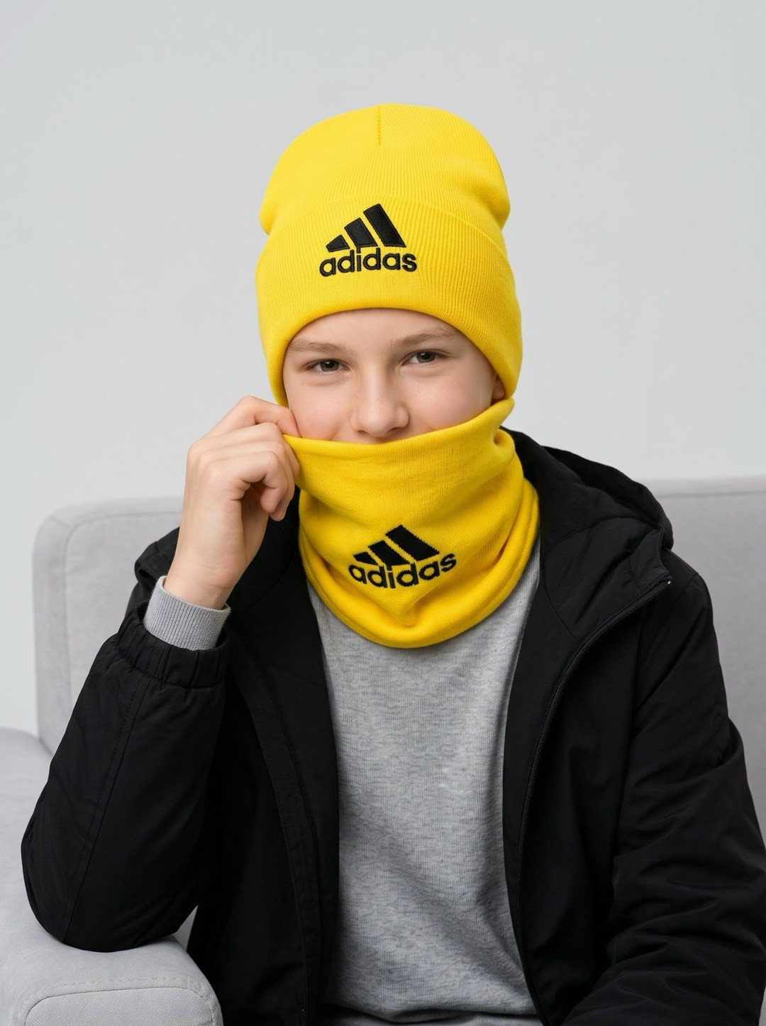снуд adidas,комплект шапка снуд,шапка и снуд,шапка мужская adidas,шапка для детей