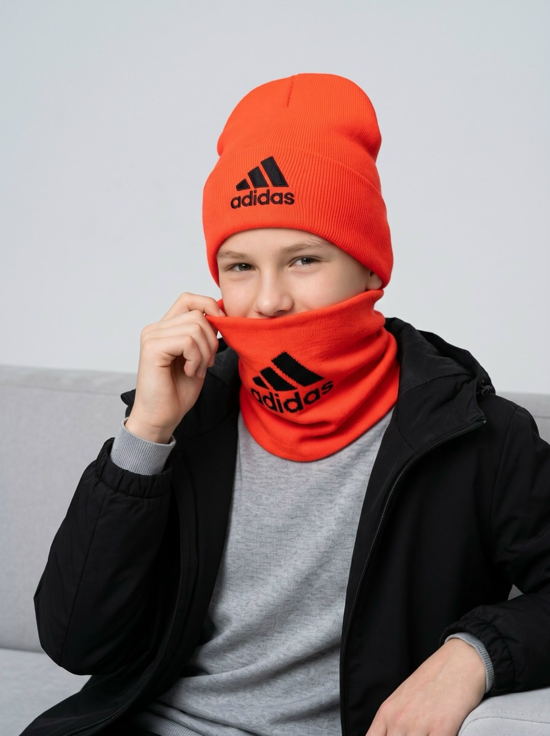 снуд adidas,комплект шапка снуд,шапка и снуд,шапка мужская adidas,шапка для детей