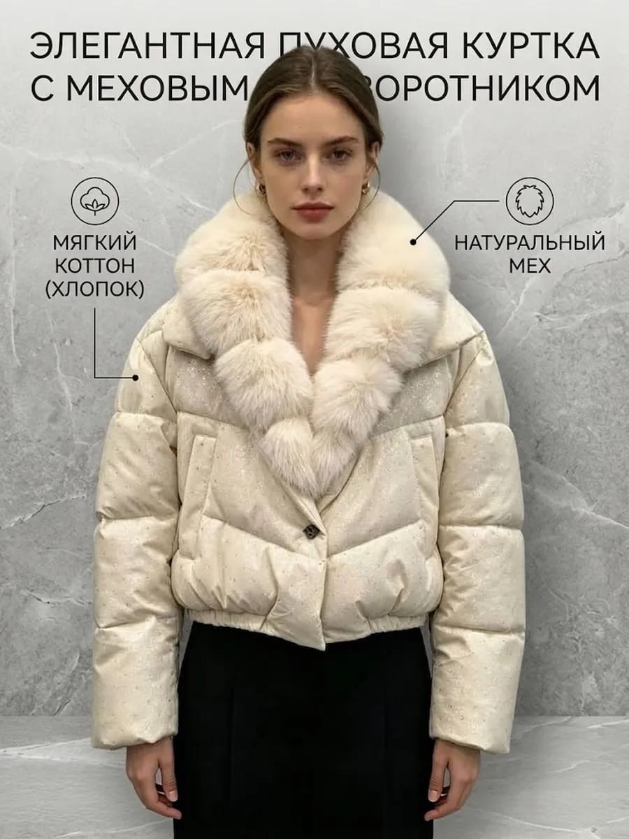 короткий пуховик,пальто lanmrem женское с большим меховым воротником,куртка модная,куртка женская с мехом,куртка пуховик