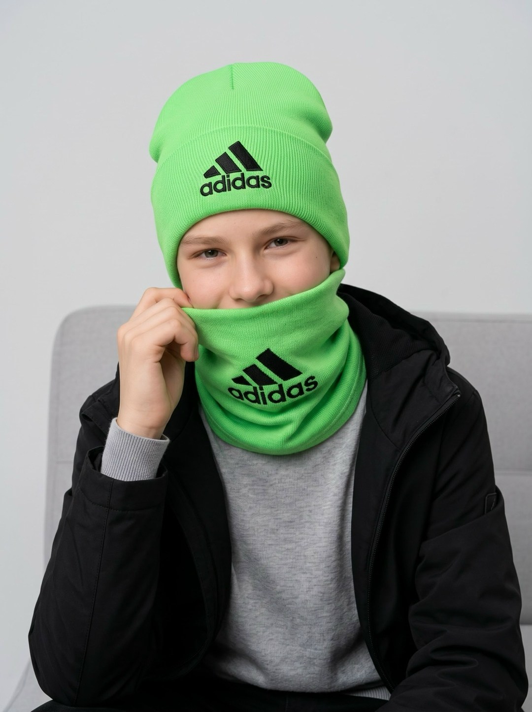 снуд adidas,комплект шапка снуд,шапка и снуд,шапка мужская adidas,шапка для детей