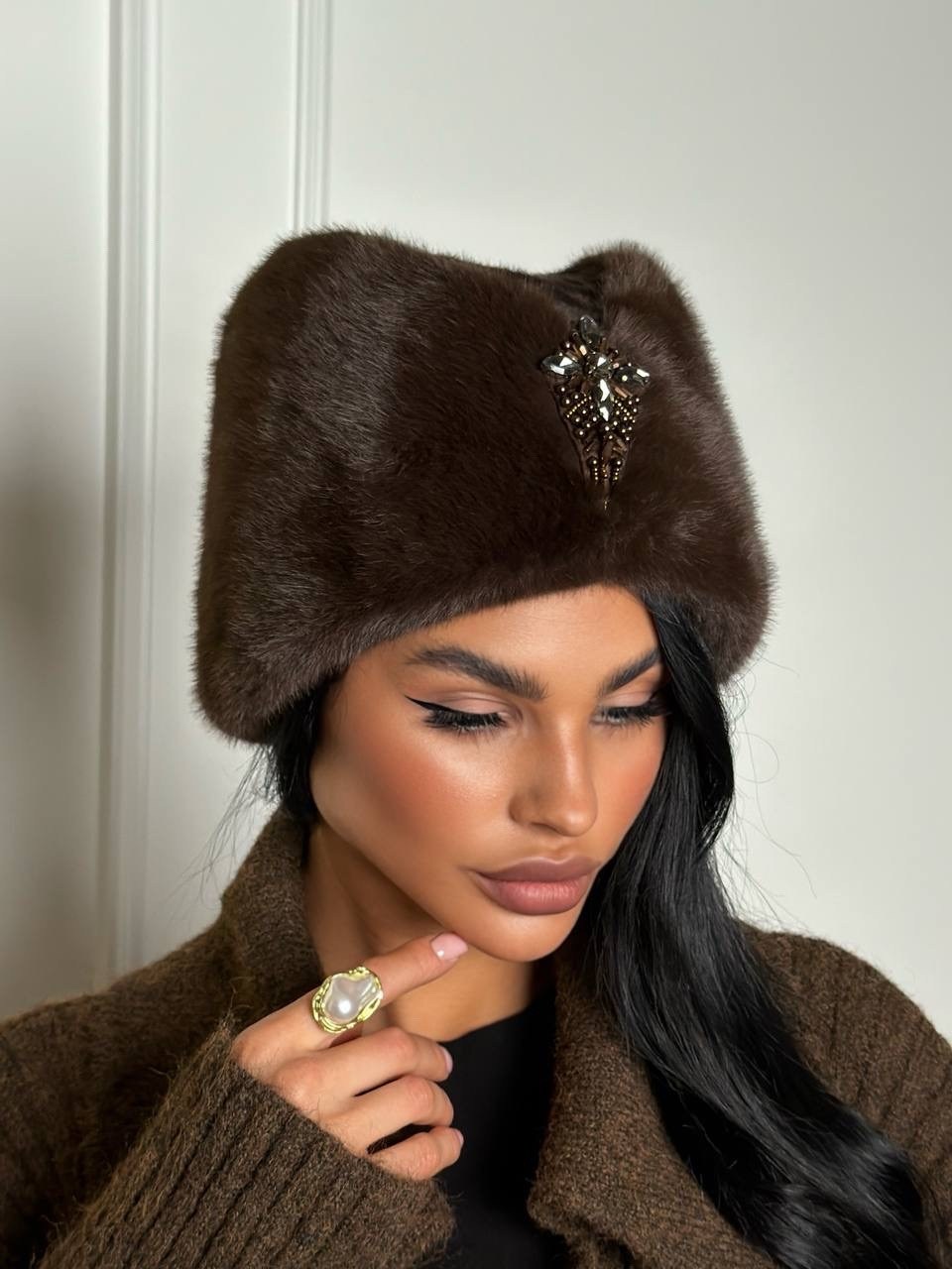 берет из меха норки furland,берет из меха норки kussenkovv,берет фран из меха норки furland,меховая шапка,берет меховой