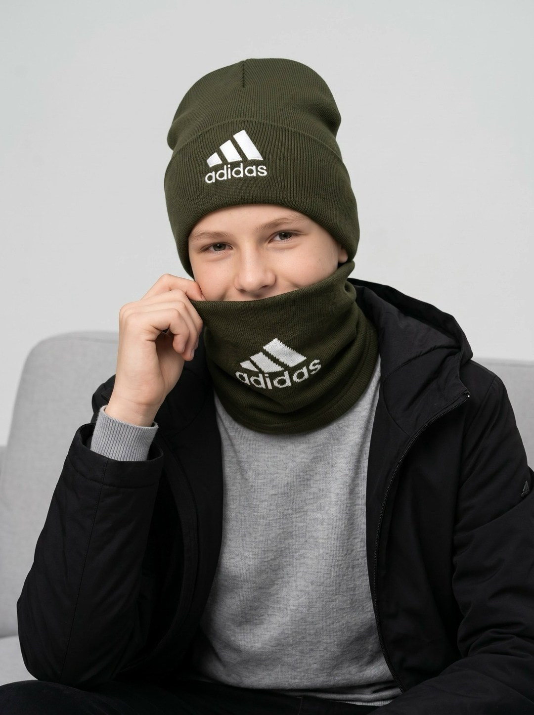 снуд adidas,комплект шапка снуд,шапка и снуд,шапка мужская adidas,шапка для детей
