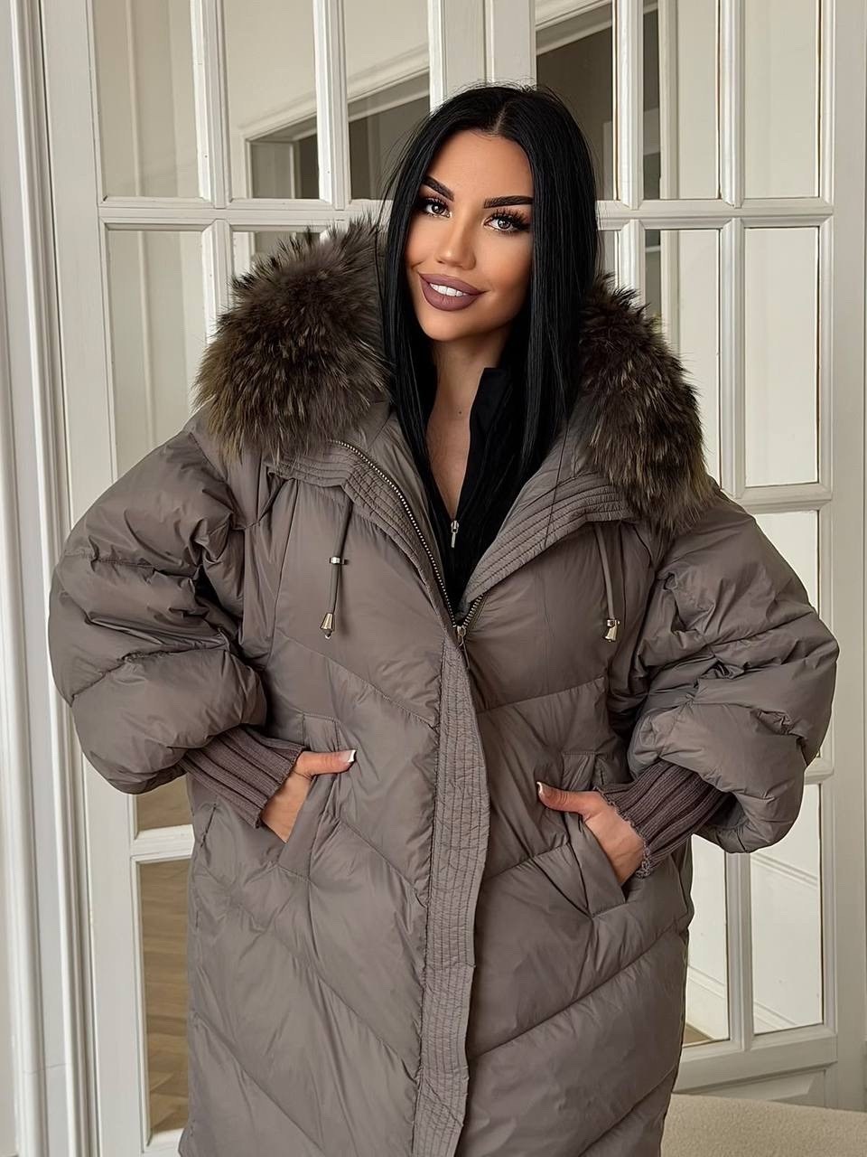 куртка max mara с натуральным мехом,стильные пуховики,куртка пуховик зимняя,пуховик,женский пуховик