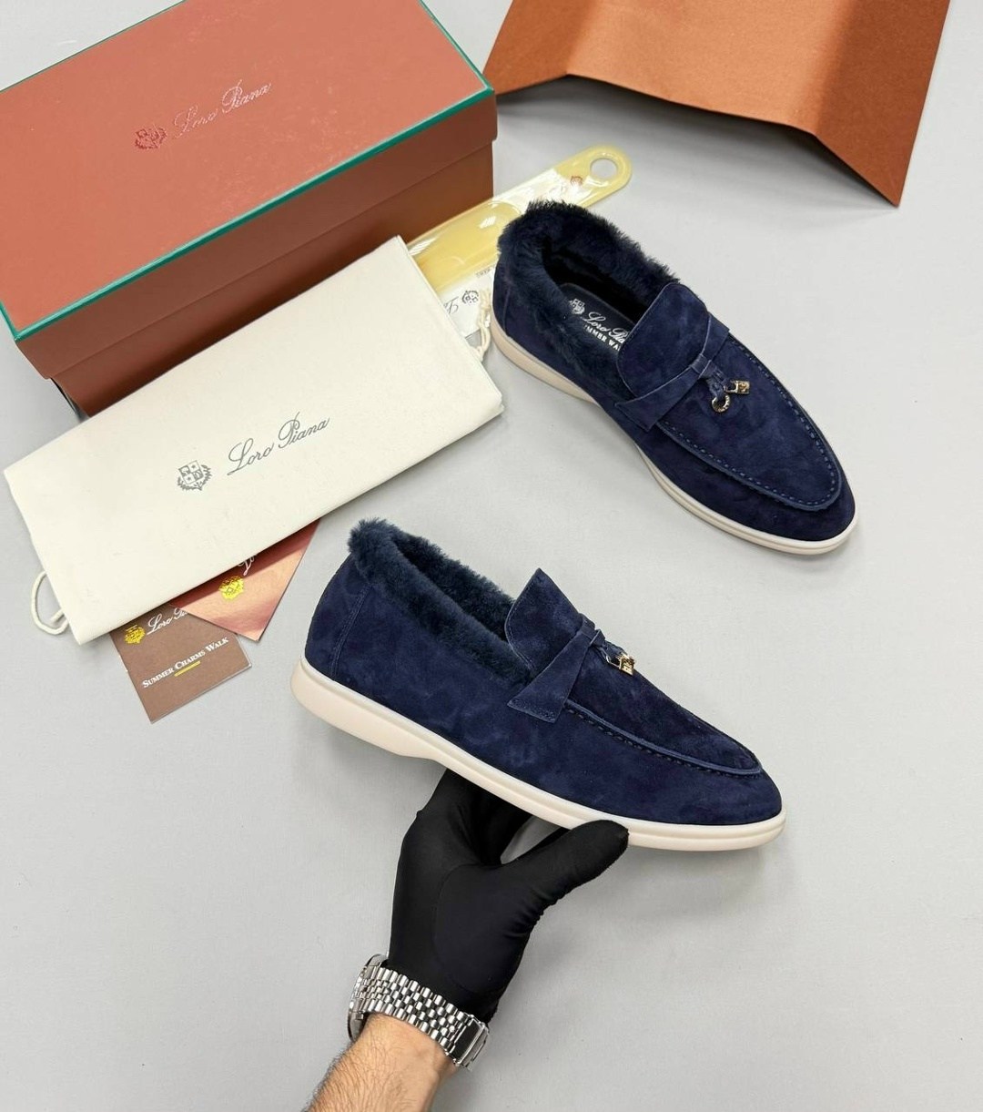 лоферы женские loro piana,лоферы loro piana,,женские лоферы loro piana с мехом кролика,замшевые лоферы loro piana