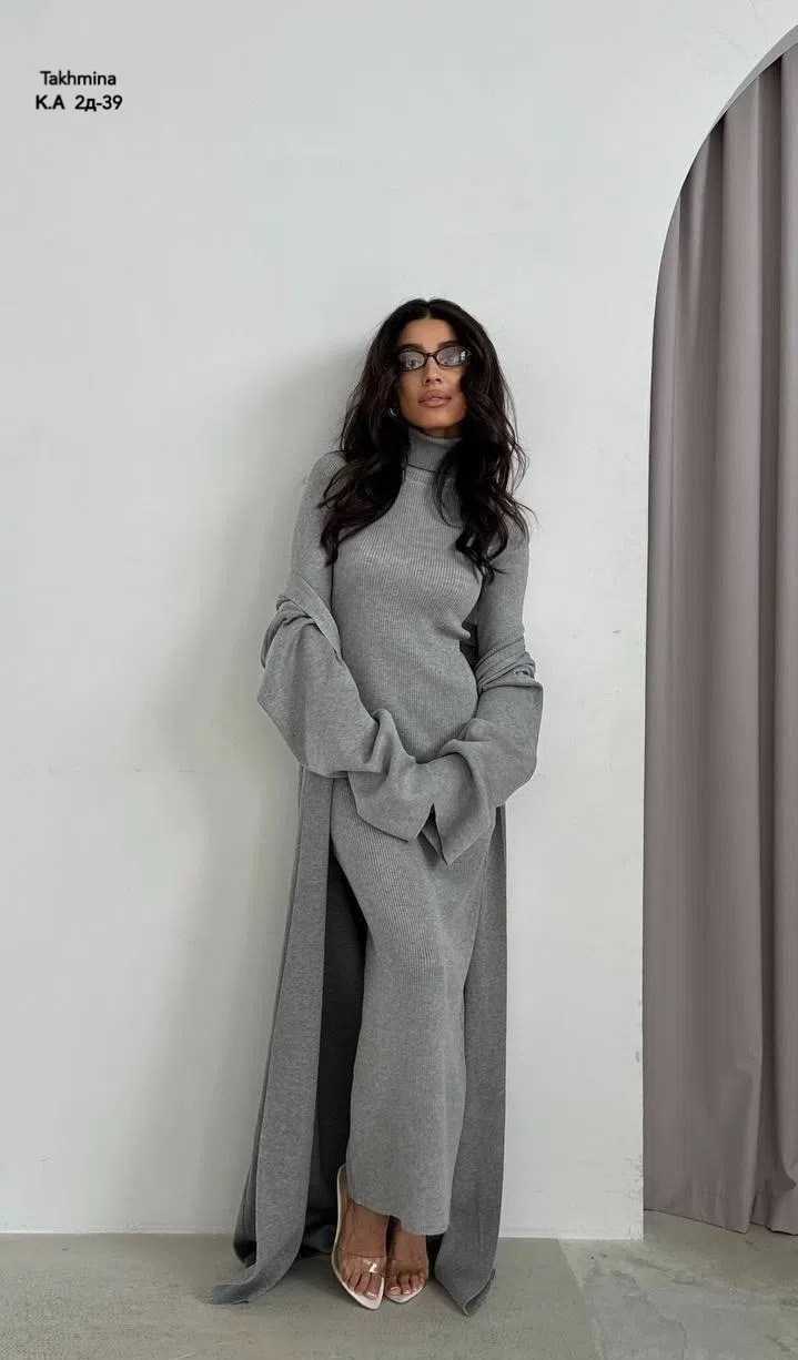 костюм трикотажный,платье черное,платье женское двойка с кардиганом,кардиган и платье двойка,платье кардиган