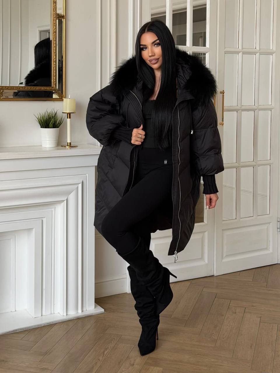 куртка max mara с натуральным мехом,стильные пуховики,куртка пуховик зимняя,пуховик,женский пуховик