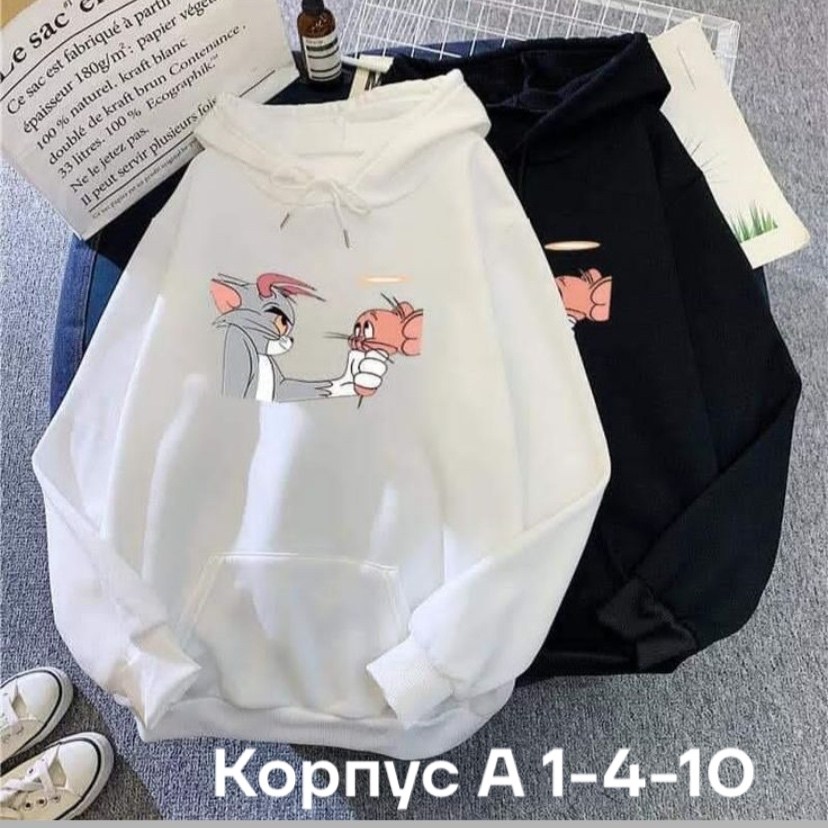 парные толстовки,толстовка с капюшоном и принтом,толстовка том и джерри женская,толстовка с капюшоном,толстовки том и джери оверсайз