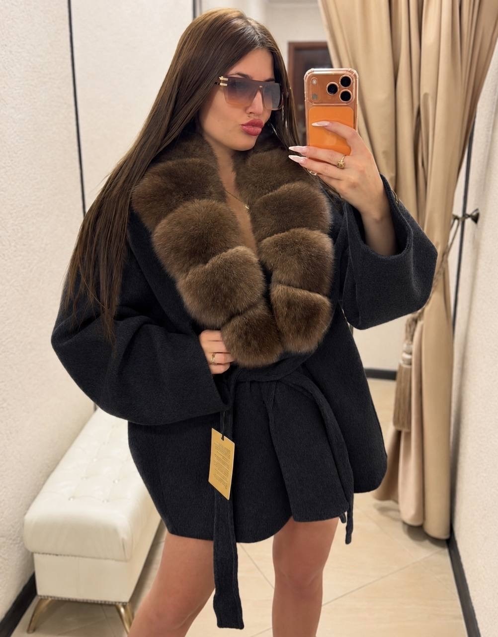 пальто кашемировое с натуральным мехом,женское пальто с натуральным мехом,пальто с мехом,пальто с мехом женское,полупальто с мехом