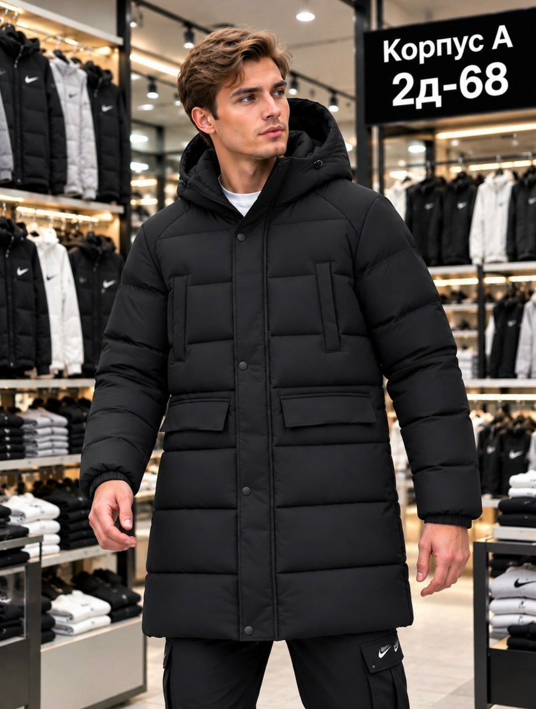 пуховик мужской puma,пуховик мужской anta down jacket черный xl,пуховик puma,зимняя куртка puma,пуховик зимний длинный puma
