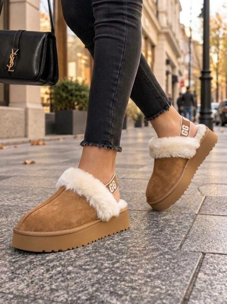 ,угги женские,угги женские ugg,ugg женские,угги с открытой пяткой зимние на платформе тапочки с мехом besmoda shoes 261217457