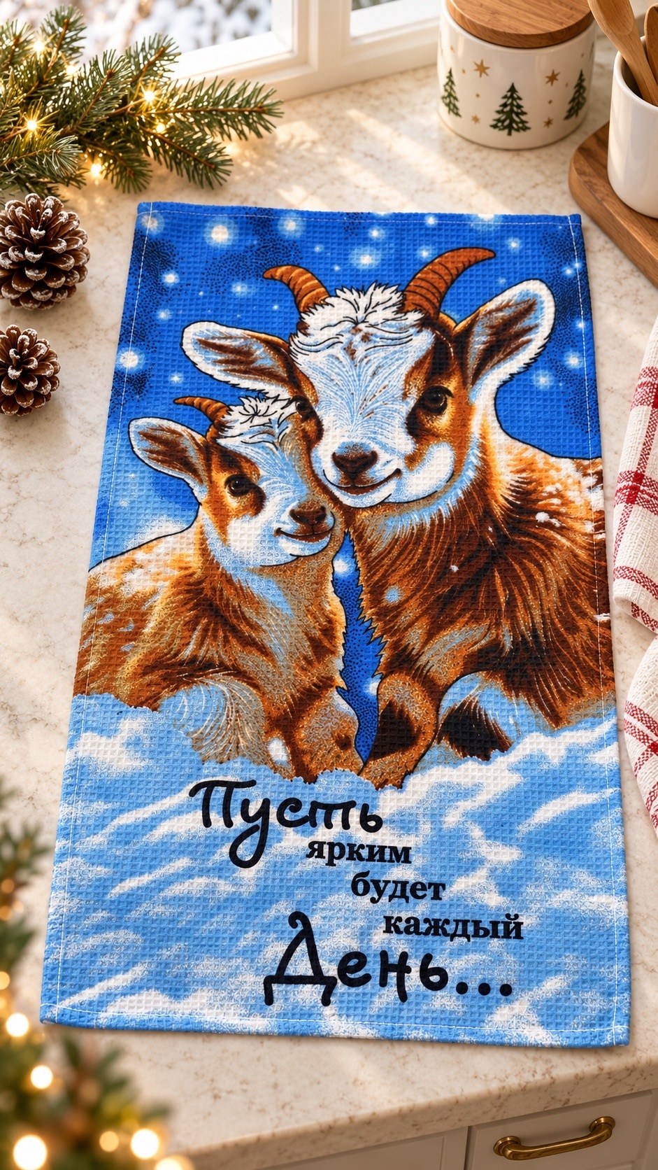 новогодняя коза,полотенца спортивные,полотенца полотенца,новогоднее полотенце,полотенце для спорта