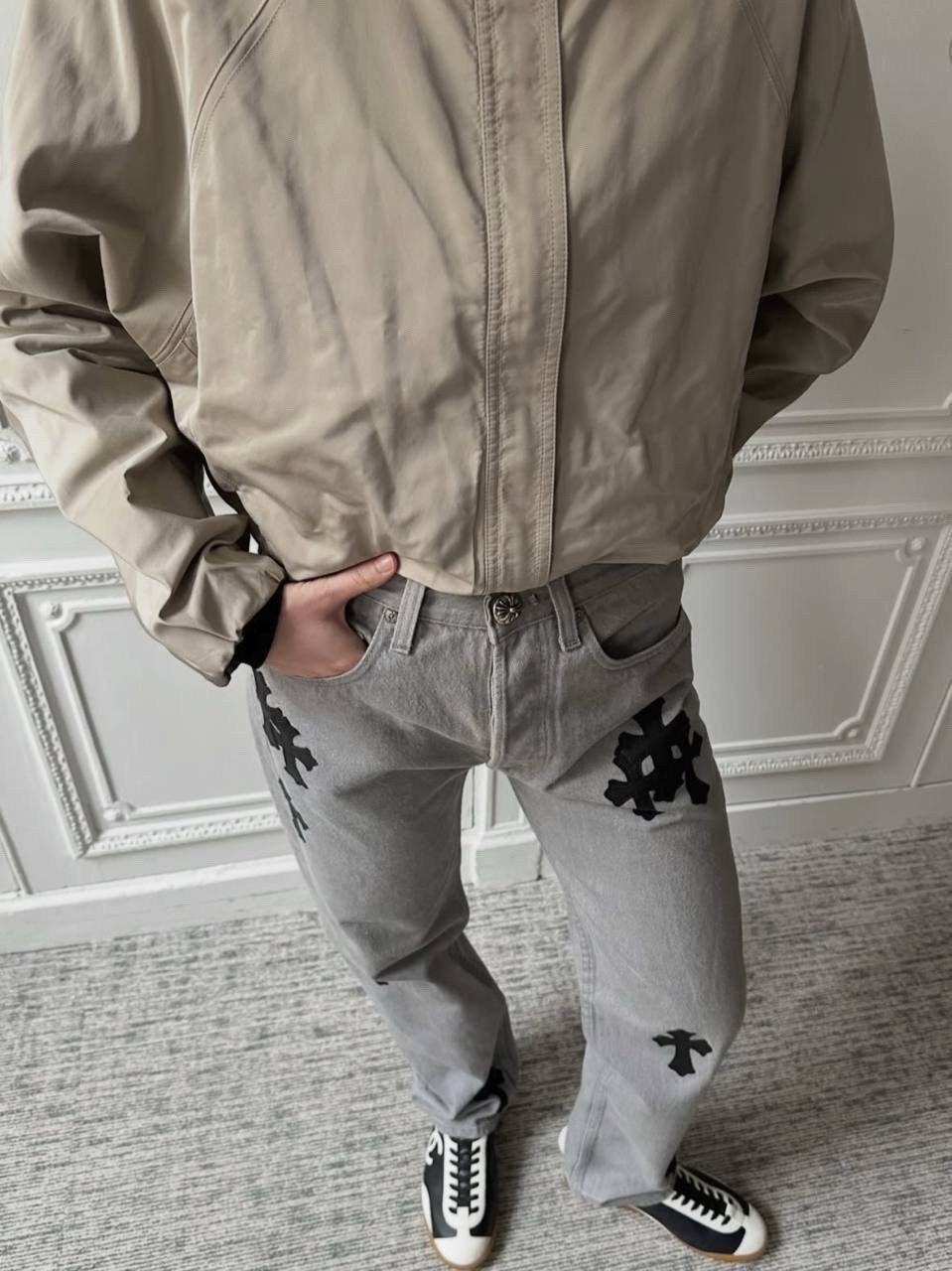джинсы с крестами chrome hearts,джинсы chrome hearts,джинсы с крестами,chrome hearts jeans,cross patchwork black vintage levi’s denim jeans