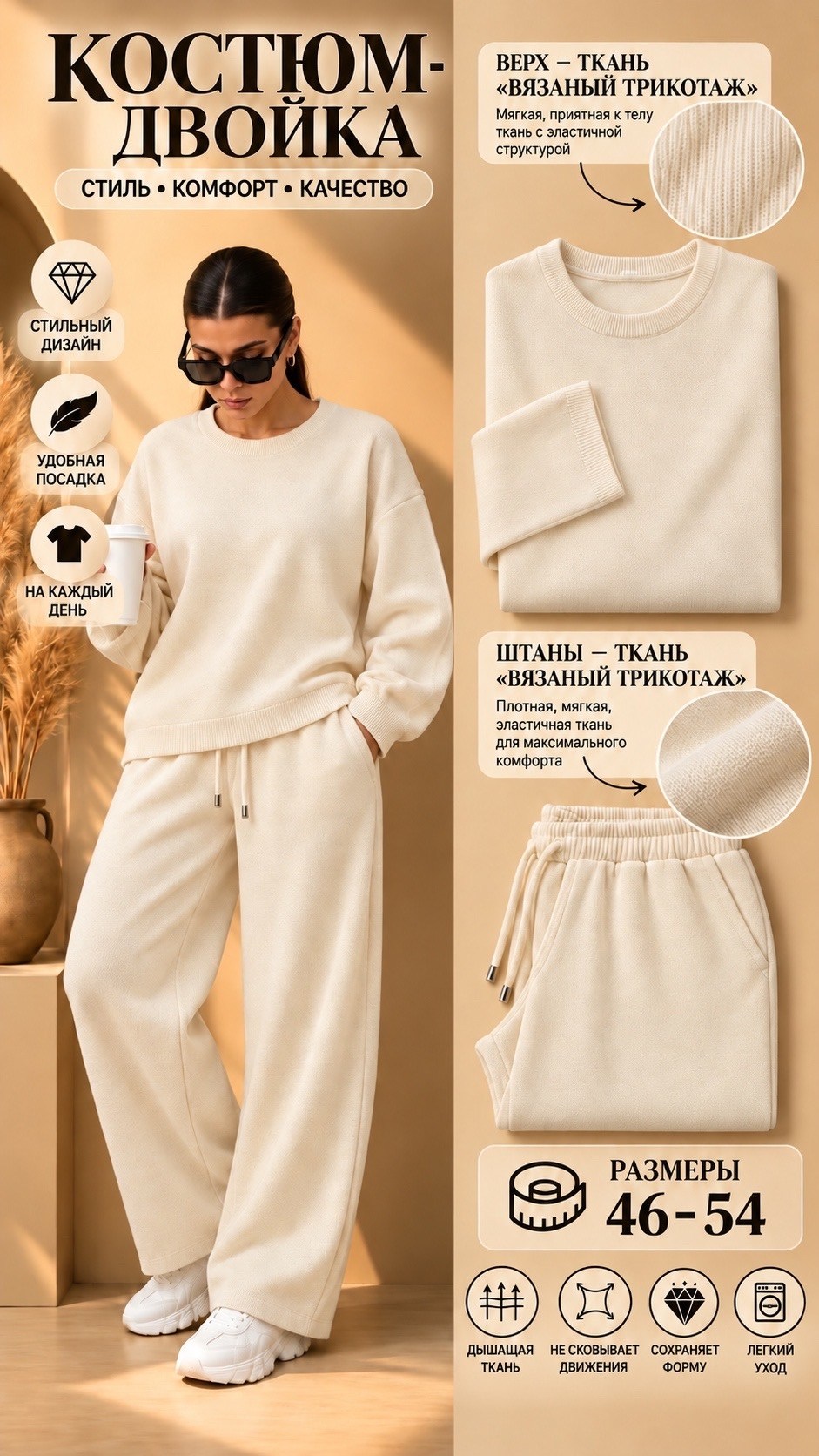 костюм женский elenatex к-228 черный 54 ru,костюм с брюками,спортивный костюм стильный,спортивные костюм,повседневный спортивный костюм