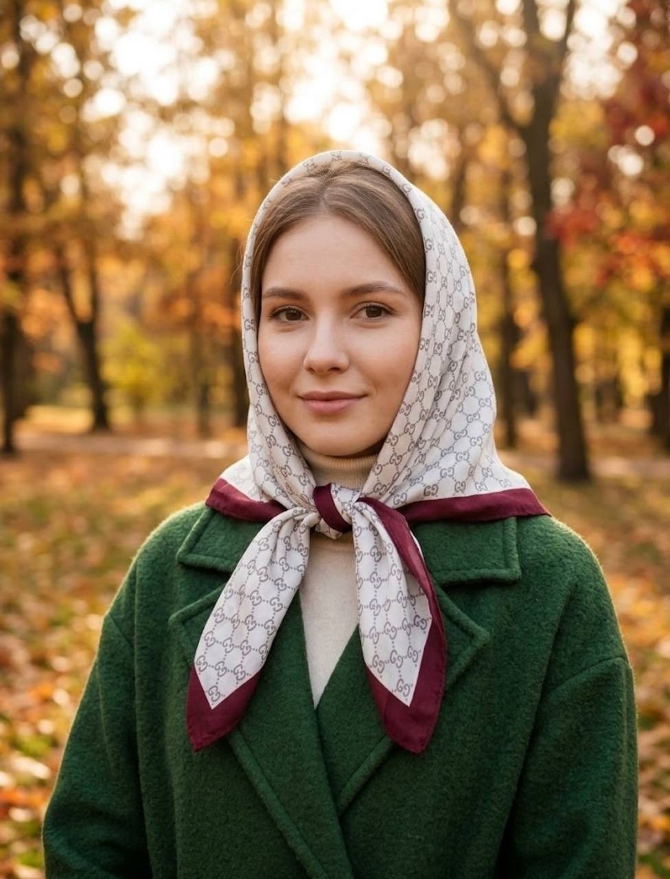 платок на голову с пальто,платок на голове под пальто,косынка платок,косынка платок женская из эко кожи markinna,платки женские