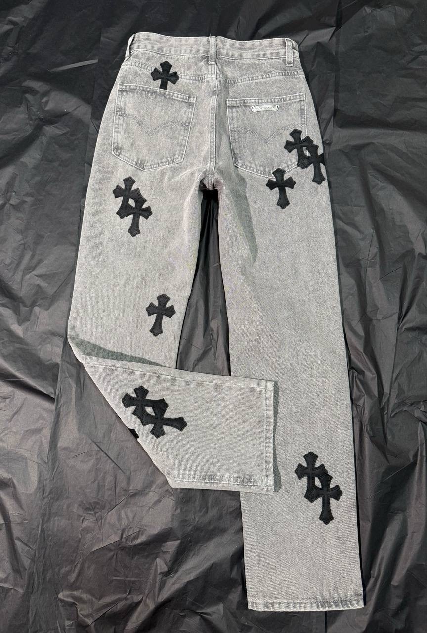 джинсы с крестами chrome hearts,джинсы chrome hearts,джинсы с крестами,chrome hearts jeans,cross patchwork black vintage levi’s denim jeans