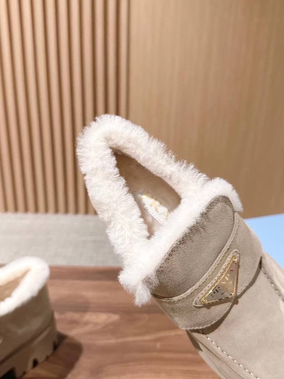 ,лоферы prada,женская ,меховая ,теплая