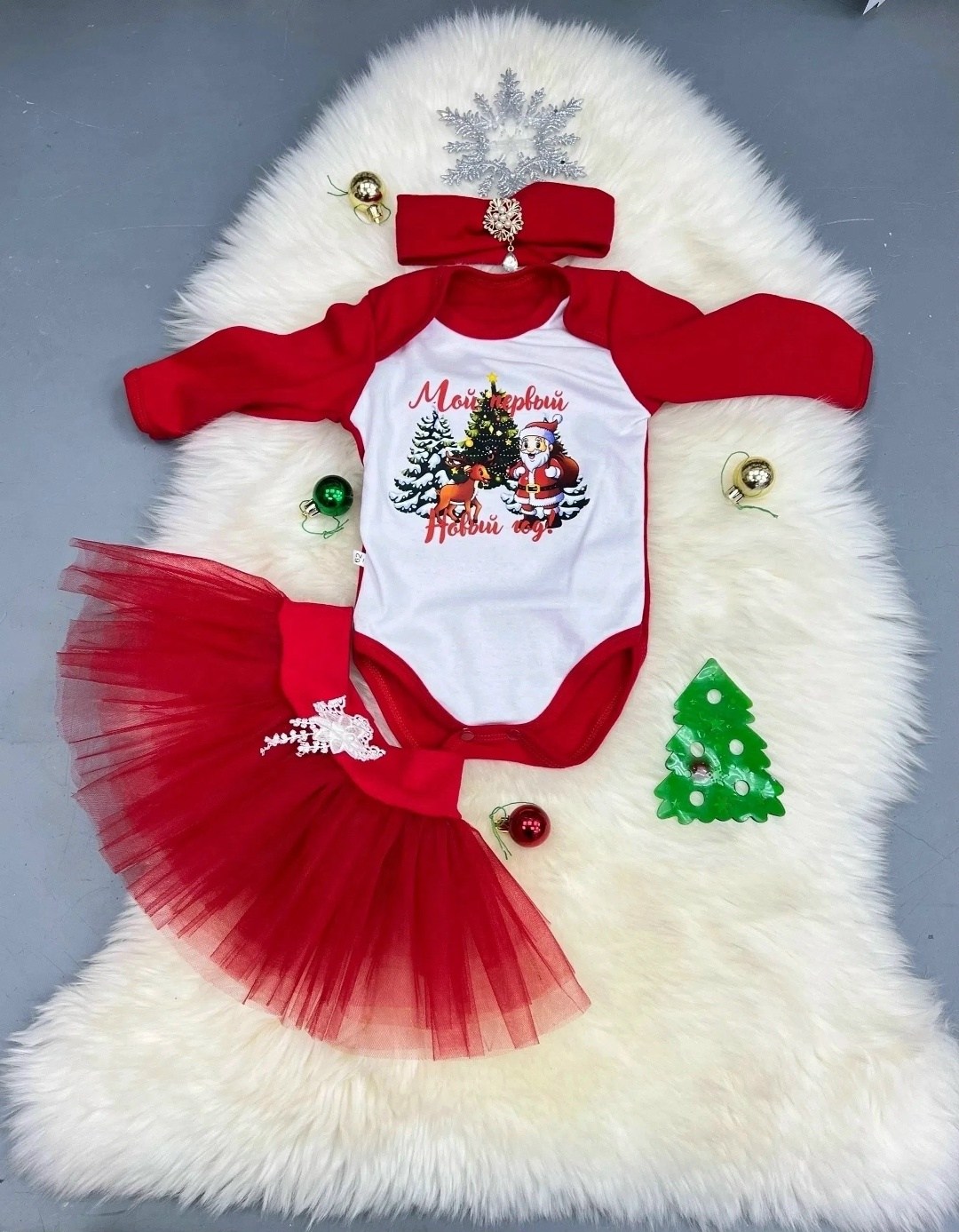 новогодний костюм с боди для новорожденных little dany,новогодний костюм для новорожденных мой первый новый год,новогодние костюмы,новогодний комплект для малыша,новогоднее боди