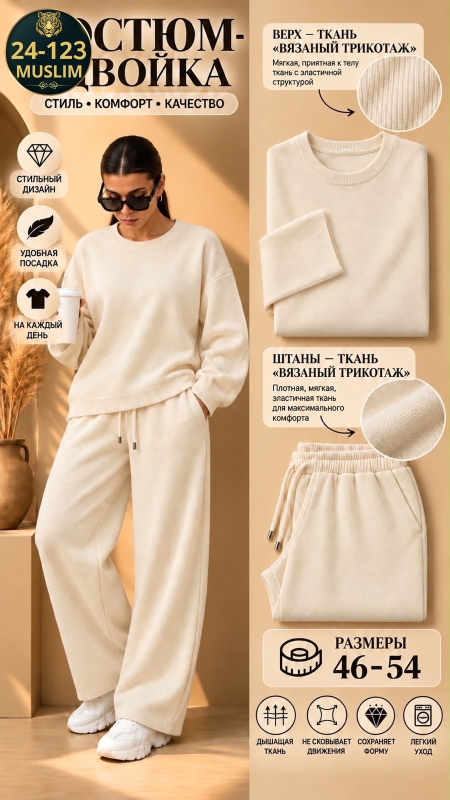 костюм с брюками трикотажный вязаный corline 260453474,трикотажные костюмы,костюм с широкими штанами,костюм с брюками,костюм с брюками палаццо